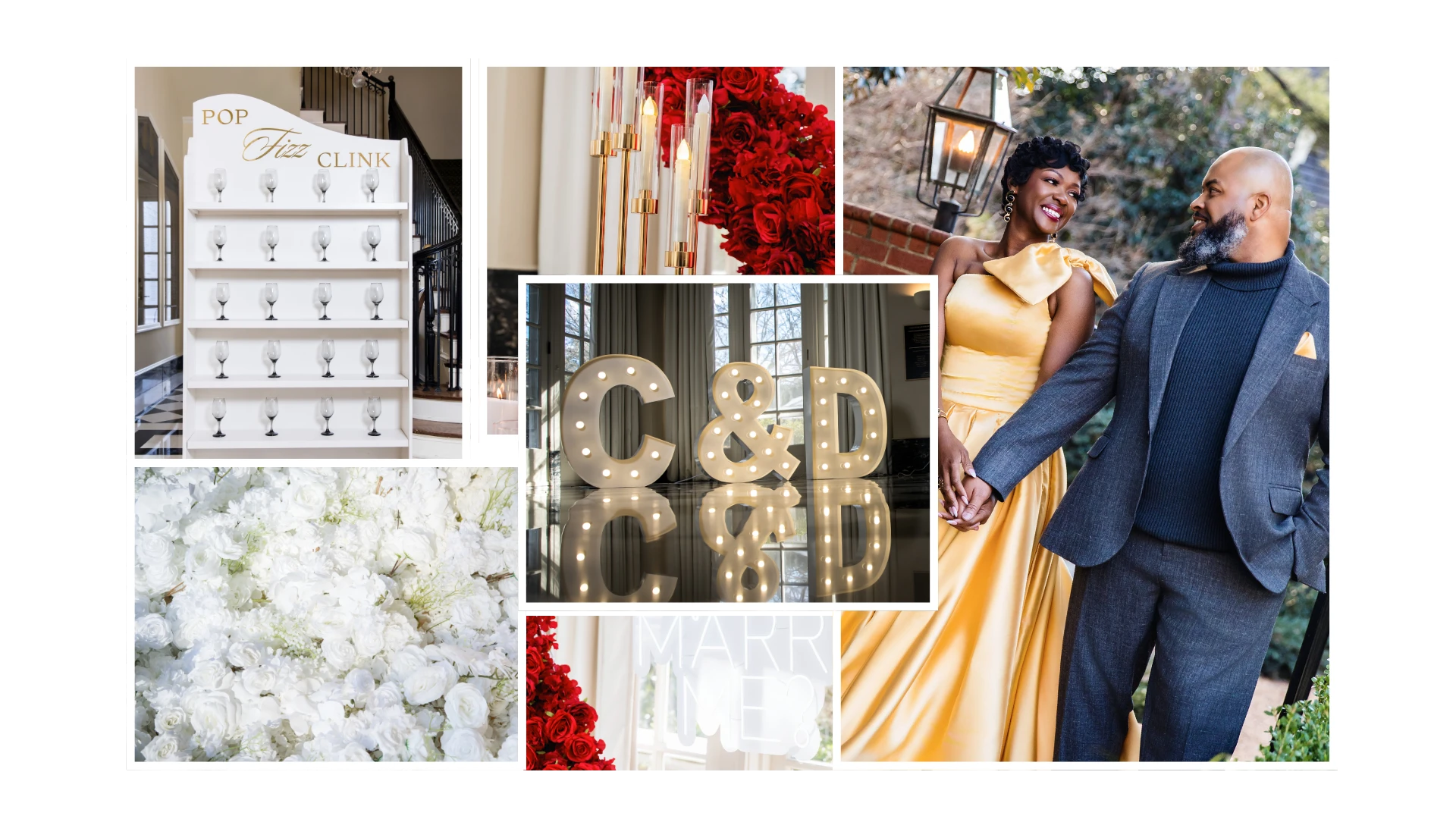 From luxe champagne walls to elegant candle arrangements, from signage and marquees to a detail oriented team - C&D Marquees has you covered.